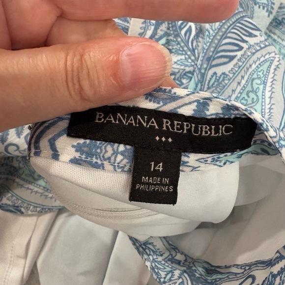 Banana Republic Skirt Women 14 Light Blue Paisley Print Boho Flowy Festival Chic - Picture 5 of 6